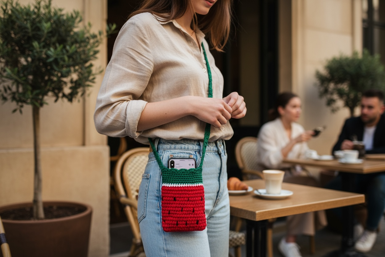 Pochette bandoulière téléphone crochet “Pastèque de Palestine”